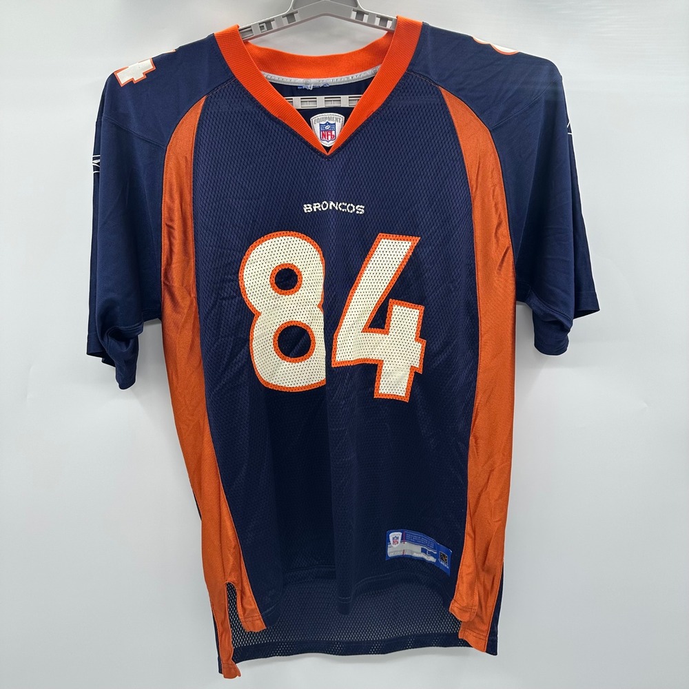 Reebok Denver Broncos Javon Walker 84 NFL Jersey Navy Blue Orange Mens Large VTG